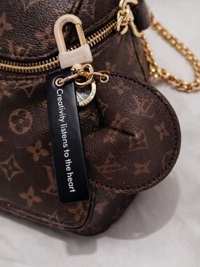 Luxury Brown Monogram Fortune Cookie Keychain Charm